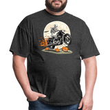 Halloween Skull Riding Motorcycle - Tshirt - heather black