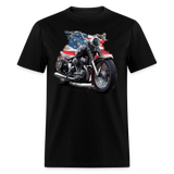 Motorcycle With USA Flag - Tshirt - black