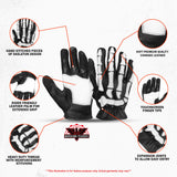 SkullTrail Men's Leather Gloves Black & White