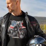 Motorcycle With USA Flag - Tshirt